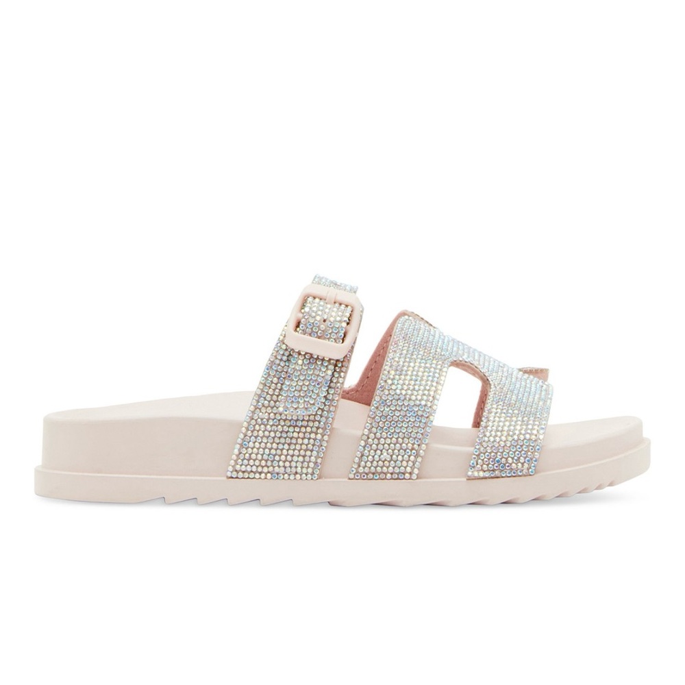 Madden Girl -Women’s Darling Rhinestone Embellished Footbed Slide Sandals NEW - Picture 2 of 6